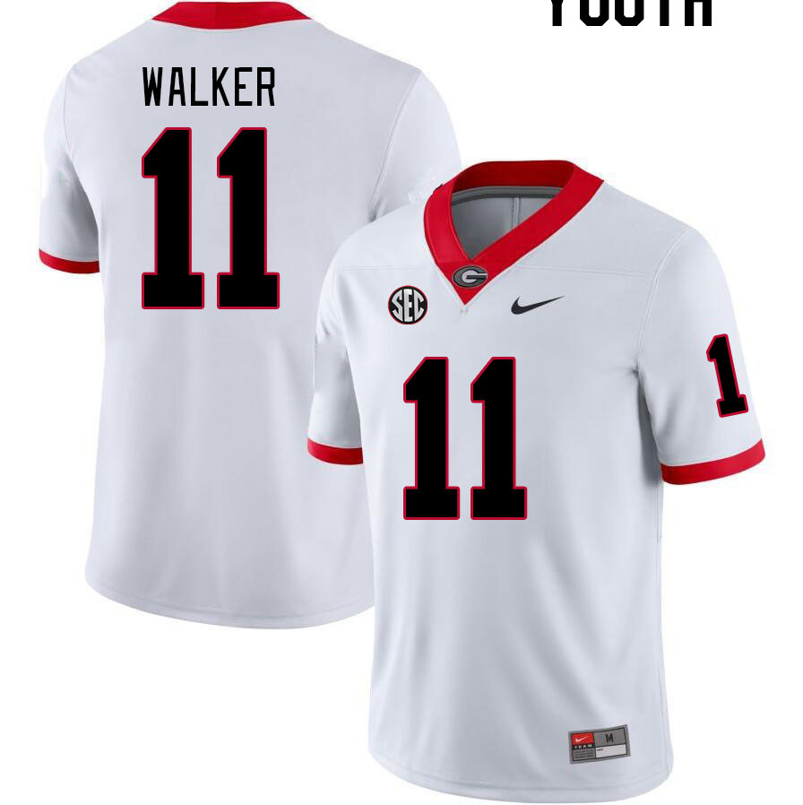 Youth #11 Jalon Walker Georgia Bulldogs College Football Jerseys Stitched-White